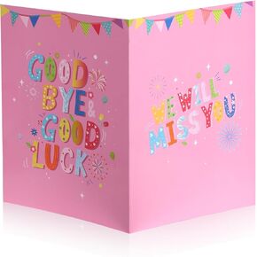 Jumbo Greeting Card Farewell, 11x17.3 Inch Pink Funny New Job Congrats Card with Envelope Good Luck Card Farewell Gift Leaving Goodbye Cards for Coworkers Retirement Going Away