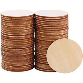 60 Pack 4 Inch Wood Circles for Crafts Unfinished Wood Rounds Wooden Cutouts for Crafts, Wooden Circles for Kids Painting, Wood Burning Blank Wood Slices for Coasters Home Decor