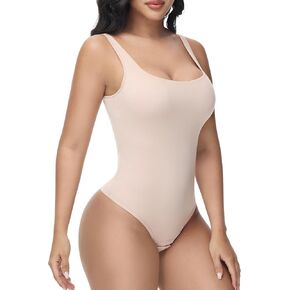 SHAPSHE Shapewear Tummy Control Backless Shaping Bodysuit for Women Butt Lifting Thong Body Shaper Square Neck Tank Tops