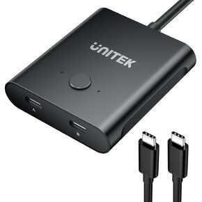 Unitek ثنائي الاتجاه USB C Switcher 1 في 2 خارج/2 في 1 خارج USB محدد التبديل 2 أجهزة كمبيوتر مشاركة 1 أجهزة USB KVM Switch100W شحن 8K @ 60 هرتز فيديو 10 جيجابت في الثانية كابلات USB-C لنقل البيانات متضمنة باللون الأسود in Kuwait