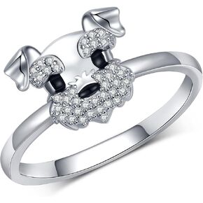Schnauzer Rings 925 Sterling Silver Schnauzer Rings Pet Dog Schnauzer Jewelry Gifts for Women