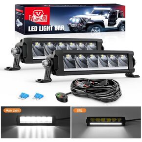 Nilight 9Inch Single Row LED Light Bar 2PCS 30W 3365LM Anti-Glare Spot DRL Offroad Slim Driving Light Bar IP68 w/ 16AWG DT Wiring Kit for Pickup Truck SUV ATV UTV Boat 4x4 Jeep, 5 Years Warranty
