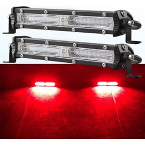 7Inch Red LED Lights Bar Single Row Slim Waterproof Auxiliary Work Lights 2PCS Red Fishing Hunting Navigation Lights fit for Houseboat Yacht ATV SUV Truck Pick-up Van car