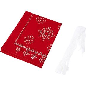 Vervaco Embroidery Christmas Embroidery Kits Cross Stitch Table Runner DIY Set, Tablecloth to Embroider with Image on Cotton and Embroidery Thread, 12 x 42 Inches, Festive Red