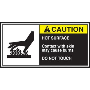 Accuform Signs LECN685 CEMA Safety Label, Caution HOT Surface...DO NOT Touch" with Graphic, 2.5" Length x 5" Width x 0.004" Thickness, Adhesive Vinyl, Yellow/Black on White (Pack of 5)