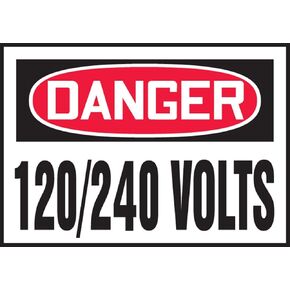 Accuform LELC156VSP Adhesive Vinyl Safety Label, Legend "Danger 120/240 Volts", 3.5" Length x 5" Width x 0.004" Thickness, Red/Black on White (Pack of 5)