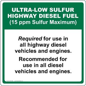 ComplianceSigns.com Ultra-Low Sulfur Highway Diesel Fuel Label Decal, 5x5 inch 4-Pack Vinyl for Fuel