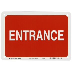 Brady 41049 Aluminum Directional Sign, 7" X 10", Legend "Entrance",Red on White