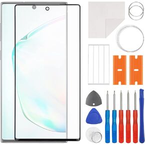Front Screen Glass Outer Panel Lens Replacement +OCA Compatible with Samsung Galaxy Note10 Note 10 SM-N970 & Note10 Note 10 5G SM-N971(No LCD Screen and Touch Digitizer) with Repair Kit
