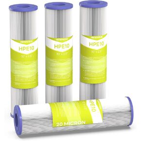 5 Micron Whole House Water Filter Cartridge, Pleated Sediment Filters for Well Water, Universal Replacement for Any 10 inch RO Unit - 10" x 2.5" Cartridges - Pack of 6