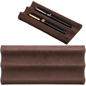 EURYNOME Genuine Leather Pen Display Case and Stand - 2 Pen Holder for Desk
