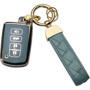 لتويوتا مفتاح فوب غطاء سلسلة المفاتيح تناسب تندرا توكوما سيكويا 4 رانر هايلاندر RAV4 كامري كورولا أفالون حافظة مفتاح ذكي (أسود) in Kuwait