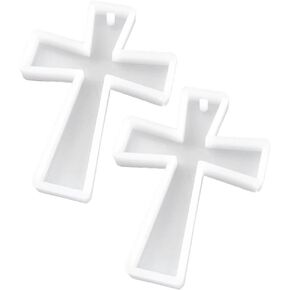 EXCEART Cross Silicone Mould, 2Pcs Cross Shape Silicone Mould Resin Casting Molds Cross Jewelry Mold for DIY Craft Jewellery Making Pendant Keychain