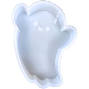 Happy Ghost Boo Car Freshie Silicone Mold | 4.5 x 3.25 x 0.8" Halloween Fall Hippie Oven Safe Scented Aroma Beads 450 F