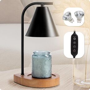 Candle Warmer Lamp with Timer, Dimmable Candle Warmer Lamp for Small and Large Jar Candles, Modern Candle Warmer Lamp with 2 Bulbs,Home Decor Beside Lamp Gifts for Women(White Gold)