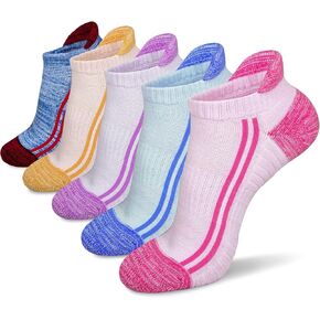 5 Pairs Ankle Socks for Women, Running Athletic Low Cut Tab Socks Comfort Cotton Cushioned Sports No Show Socks in Kuwait