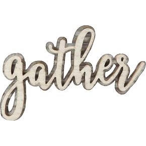 Gather Wood Metal Cutout Letter Signs for Home Decor|Rustic White Farmhouse Gather Hanging Signs for Kitchen 15.5x0.5x10.25'' in Saudi Arabia
