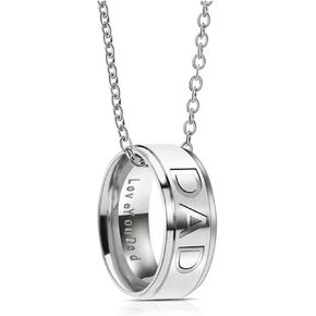 Dad Daddy Father Gifts Love You DAD Ring Pendant Necklace Jewelry Gift for Fathers Day Birthday Christmas Gifts for Men