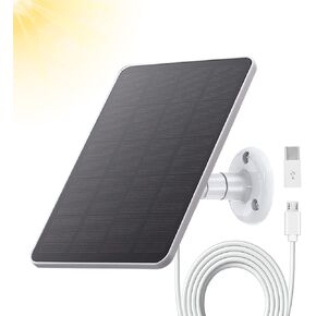 Camera Solar Panel Compatible with WYZE Battery Cam Pro Wireless Outdoor, 4W 5V Solar Panel with 10ft Micro USB Type C Charging Cable for Battery Powered Security Camera, Adjustable Wall Mount, Black