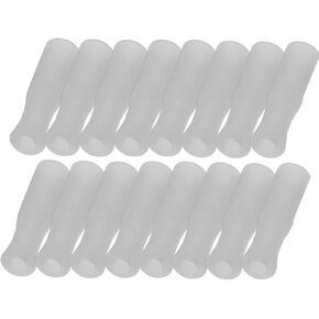 16Pcs Silicone Straws Tips Food Grade Reusable Anti-Scald/Cold Straws Cover Fit for 1/4 Inch Wide(6mm Out diameter) Stainless Steel Straws (White)