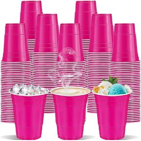 120 pcs 16 oz colourful plastic cups 16 oz colourful plastic Drinking cups colored plastic cups disposable 16 oz colored plastic Party Cups for drinking Tastings served Snacks Barbecues Picnics