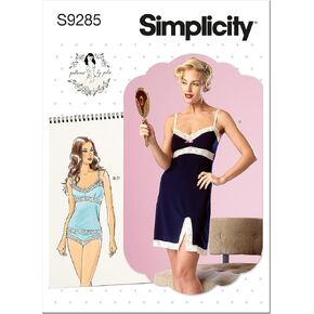 Simplicity Misses' Lace-Trimmed Camisole, Slip, and Underwear Packet, Code 9285 Sewing Pattern, Sizes 14-22, White