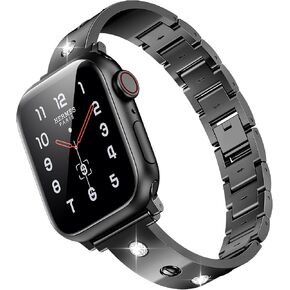 Dsytom Stylish Bands Compatible with Apple Watch Band 49mm 45mm 44mm 42mm 41mm 40mm 38mm for Women Men, Luxury Metal Bracelet iWatch Band for Apple Watch Ultra 2 Series 9/8/7/6/5/4/3/2/1/SE/SE 2