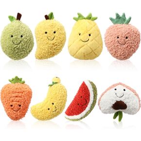8 Pcs Cute Fruit Plush Pillow, 8 Inch Avocado Banana Watermelon Peach Strawberry Mango Carrot Pineapple Plush Toys for for Boys Girls Students Classroom Reward Exchange Gifts Party Favors in Kuwait