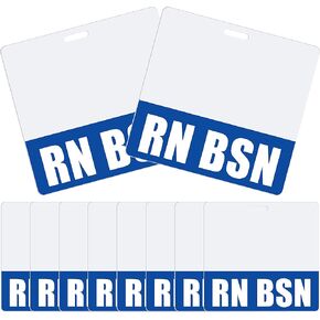 Crtiin 10 Pcs RN Badge RN BSN Badge ID Nurse Tag Double Sided PVC Holders Tags with Blue Border for Resident Nurses, 3.4 x 3.3 Inches