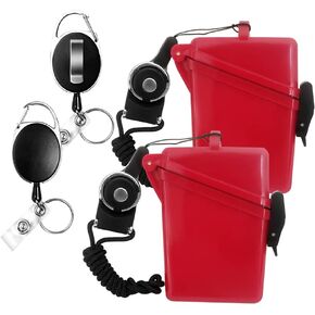 Sport Waterproof ID Card Badge Holder Case with Lanyard Cover Multiple Credit Cards, Registration, ins Card Heavy Duty Durable Locker Dry Box (Clear,2pack)