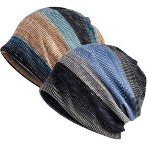 Jemis Womens Cotton Chemo Hat Beanie Scarf - Beanie Cap Bandana for Cancer (2 Pack)