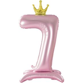42 Inch Pink Number Balloons 0-9 with Crown, Helium Aluminum Foil Big Number Balloons for Birthday, Wedding Anniversary Party, Large Number Balloon for Decorations Supplies (Pink 3)