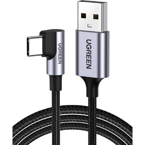 UGREEN Right Angle USB C Cable, USB A to USB C Cable 90 Degree Type C Cord Compatible with iPhone 15/15 Plus/15 Pro/15 Pro Max, Galaxy S24/S23/S10/S10+, iPad Mini 6/Air 5, Pixel 8/7, 3.3FT