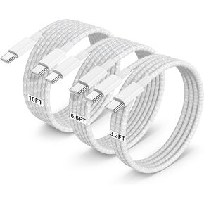 Braided USB C to USB C Cable [3.3FT+6.6FT+10FT] 60W 3Pack,Type C Fast Charging Cable Compatible for iPhone 15/15 Pro/15 Pro Max/15 Plus,for Galaxy S23/S22,iPad Pro, MacBook Air and More in Saudi Arabia
