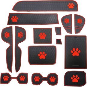 for Toyota RAV4 Accessories 2019 2020 2021 Anti Dust Cup Holder Inserts, Door Pocket Liners and Center Console Liner Mats Premium Custom Interior(14pcs Set,Red Trim)