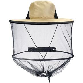 Lpraer Mosquito Head Net Hat Sun Hat Bucket Hat with Removable Hidden Net Mesh for Fishing Hiking
