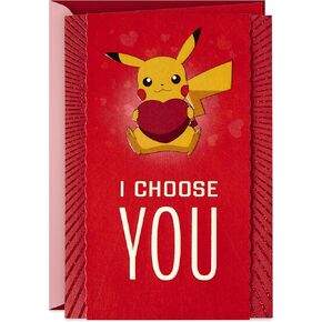Hallmark Pokémon Valentines Day Card (Pikachu, I Choose You) Anniversary Card, Love Card