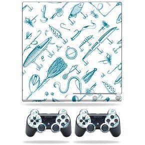Skin Compatible with Sony Playstation 3 PS3 Slim + 2 Controllers – Teal Lures | MightySkins Protective, Durable, and Unique Vinyl wrap Cover | Easy to Apply, Remove | Made in The USA