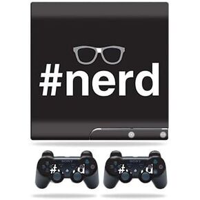 Skin Compatible with Sony Playstation 3 PS3 Slim + 2 Controllers – Nerd | MightySkins Protective, Durable, and Unique Vinyl wrap Cover | Easy to Apply, Remove, and Change Styles | Made in The USA