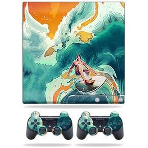 Skin Compatible with Sony Playstation 3 PS3 Slim + 2 Controllers – Acid Surf | MightySkins Protective, Durable, and Unique Vinyl wrap Cover | Easy to Apply, Remove | Made in The USA