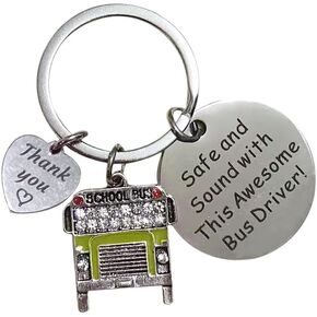 School Bus Driver Keychain Appreciation Gift Thank You Gift Safe and Sound with This Awesome Bus Driver! Drive Safe Keyring
