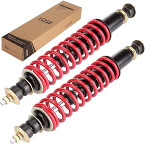10L0L Golf Cart Front/Rear Coil Over Heavy Duty Shock Fits EZGO Medalist/TXT 1994+ Newer Gas or Electric, Replaces OEM# 70928-G01 76418-G01, 2- Pack (Red Shocks)