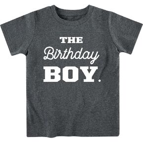 Lovekider Kids Birthday Boy Shirts Construction Excavator Word Graphic T Shirts Cotton Short Sleeve Party Tee 1-8 Years