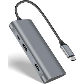 USB C Hub Dual HDMI, avedio links Docking Station USB C to Dual 4K HDMI Monitor, 6 in 1 Type C Hub Multiport Adapter Dongle, 3 USB Port, PD Charging Port for Ma cBook, De ll, Surface, Len ovo and More