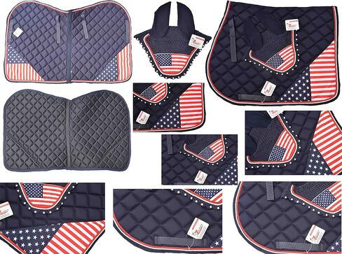 US Flag All Purpose English Saddle Pad 4th July Horse Riding Pad | Fly Bonnet | Horse Riding Equestrian Saddle Pad in Saudi Arabia