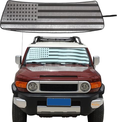 مظلة الزجاج الأمامي متوافقة مع Toyota FJ Cruiser 2007-2021 مظلات الزجاج الأمامي للسيارات قابلة للطي وواقي شمس عاكس للأشعة فوق البنفسجية وحماية من حرارة الشمس وإكسسوارات السيارة الداخلية in Kuwait