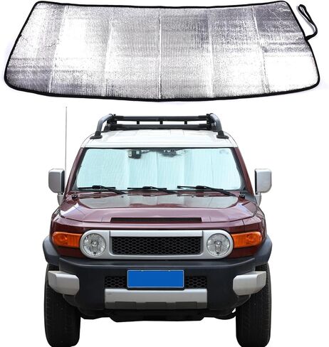 مظلة الزجاج الأمامي متوافقة مع Toyota FJ Cruiser 2007-2021 مظلات الزجاج الأمامي للسيارات قابلة للطي وواقي شمس عاكس للأشعة فوق البنفسجية وحماية من حرارة الشمس وإكسسوارات السيارة الداخلية in Kuwait