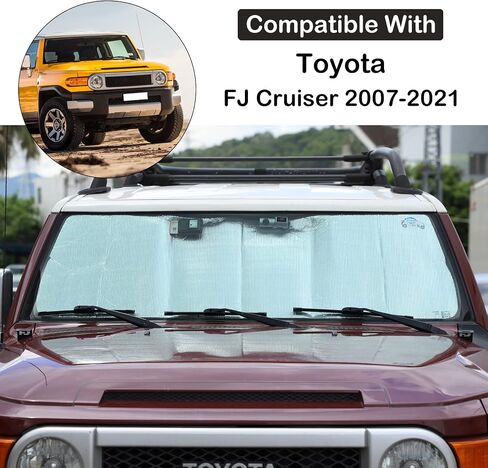 مظلة الزجاج الأمامي متوافقة مع Toyota FJ Cruiser 2007-2021 مظلات الزجاج الأمامي للسيارات قابلة للطي وواقي شمس عاكس للأشعة فوق البنفسجية وحماية من حرارة الشمس وإكسسوارات السيارة الداخلية in Kuwait