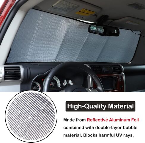 مظلة الزجاج الأمامي متوافقة مع Toyota FJ Cruiser 2007-2021 مظلات الزجاج الأمامي للسيارات قابلة للطي وواقي شمس عاكس للأشعة فوق البنفسجية وحماية من حرارة الشمس وإكسسوارات السيارة الداخلية in Kuwait