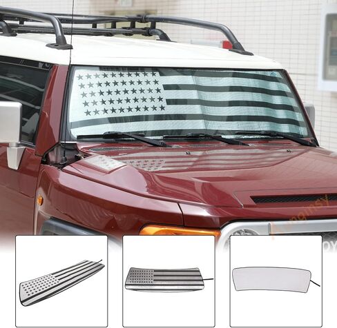 مظلة الزجاج الأمامي متوافقة مع Toyota FJ Cruiser 2007-2021 مظلات الزجاج الأمامي للسيارات قابلة للطي وواقي شمس عاكس للأشعة فوق البنفسجية وحماية من حرارة الشمس وإكسسوارات السيارة الداخلية in Kuwait